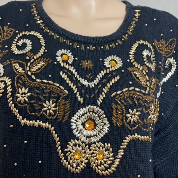 Vintage Sarah Morgan beaded sweater dress/tunic M - Picture 6 of 16